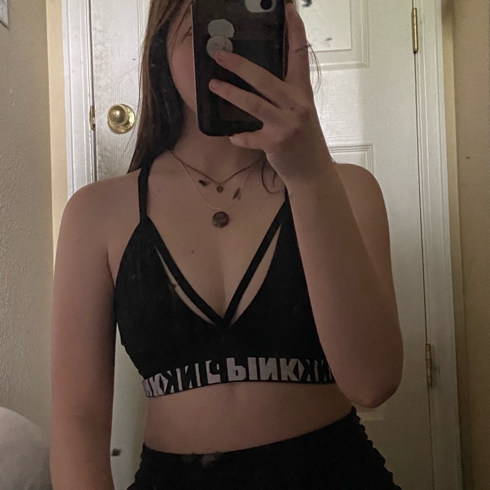 Pink sports bra